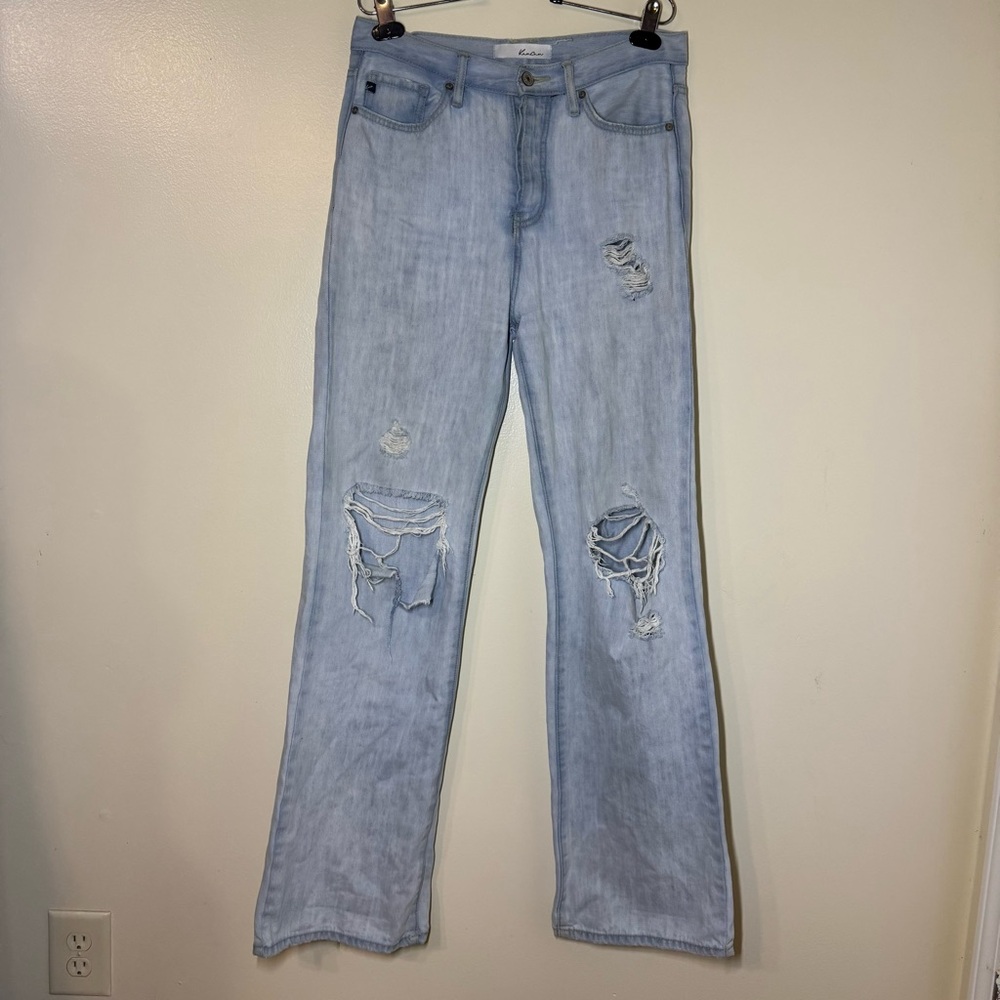 KanCan Light Blue Distressed Straight Leg Jeans